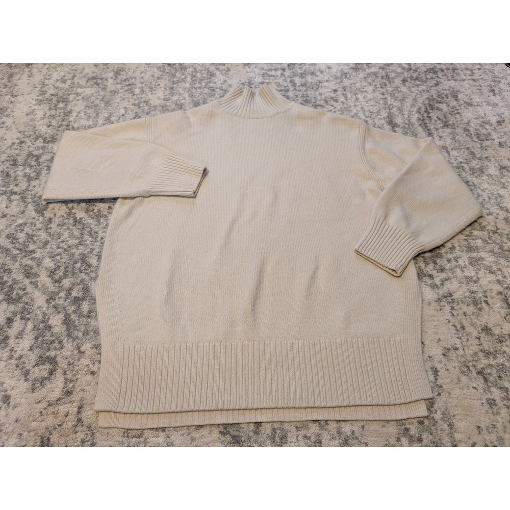 H&M Cream Turtleneck Wool Blend Knit Sweater Oversized Neutral Women's Medium